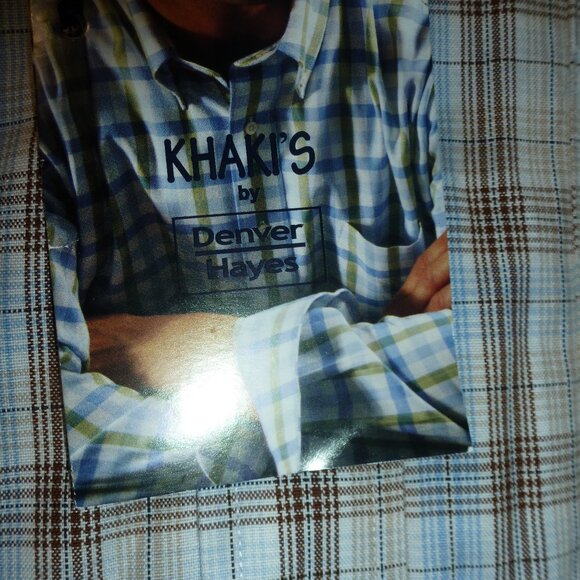 Khaki’s by Denver Hayes  Short Sleeve Plaid Button front Shirt Sz L - Picture 7 of 10